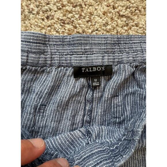 TALBOTS LINEN pants size women's 12; blue & white - Picture 3 of 8